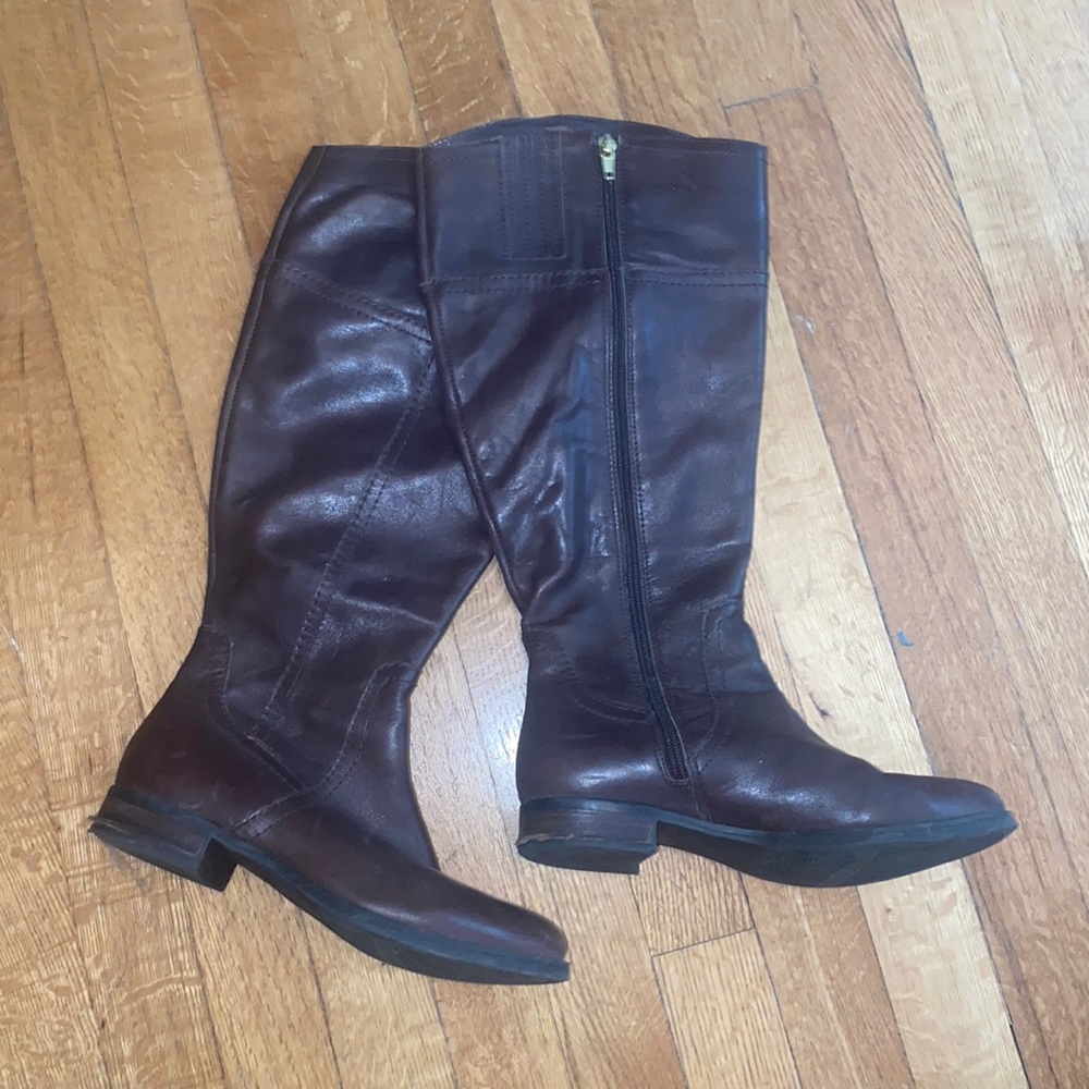 Leather knee high boots